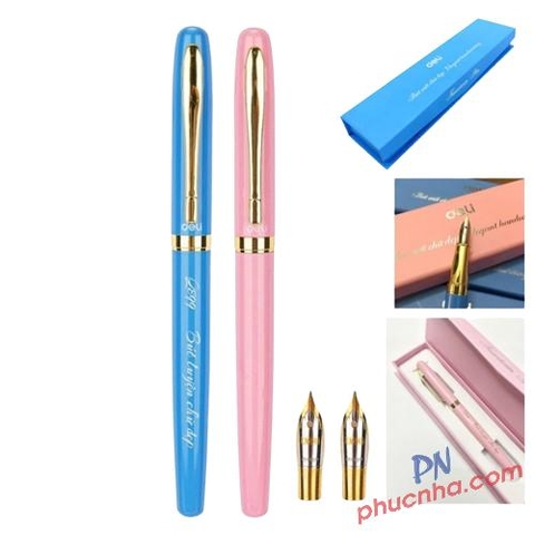 Bút máy kim loại (tặng kèm ngòi) hộp giấy Deli Q899 (20)