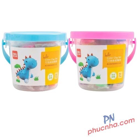 Đất sáp nặn Deli 7022 12 màu + 3 khuôn