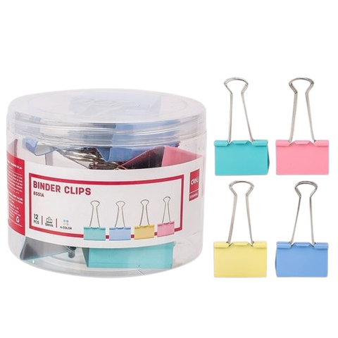 Kẹp bướm màu Deli 8551A 51mm/ 8552A 41mm/ 8553A 32mm/ 8554A 25mm/ 8555A 19mm/ 8556A 15mm
