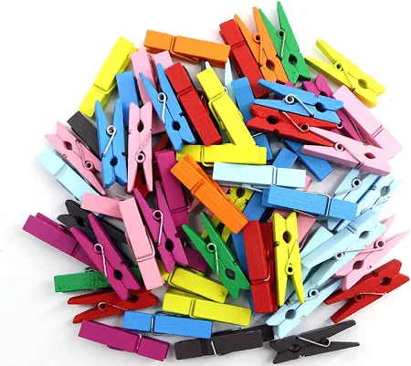 Kẹp gỗ trơn 3.5cm trắng/ màu (20 cái)