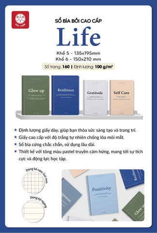 Sổ bìa cứng Hải Tiến Life 9035/ 8601 A5 135x195mm 160 trang 100gsm