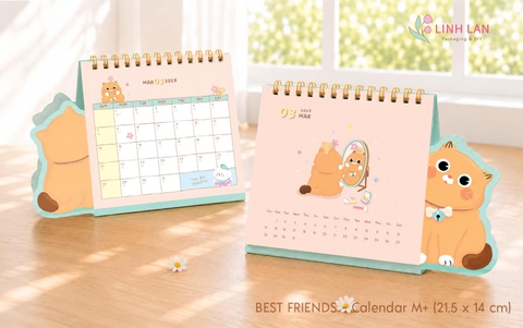 Lịch để bàn Decor Calendar M+ 2027 Đinh Mùi lò xo chữ M (A ngang) 21.5x14cm best friend kèm sticker