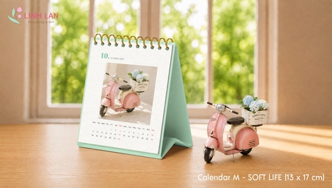 Lịch để bàn Decor Calendar M 2027 Đinh Mùi lò xo chữ A đứng 13x17cm soft life kèm sticker