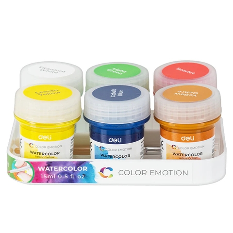 Màu nước Deli C22 Emotion 15ml khay nhựa 6 màu/ 8 màu/ 12 màu