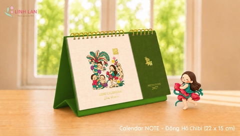 Lịch để bàn Decor Calendar Note 2027 Đinh Mùi lò xo chữ M (A ngang) 22x15cm Đông Hồ chibi, lịch kèm note