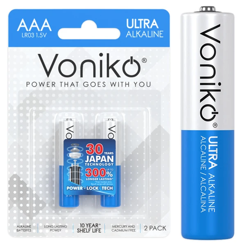 Pin Alkaline, pin kiềm Voniko AAA LR03 1.5V 2 viên/ vỉ (12)