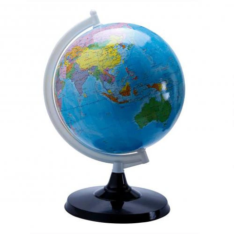Quả cầu hành chính, Quả địa cầu đế nhựa, gộng nhựa - nhỏ phi 11cm