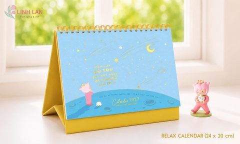 Lịch để bàn Decor Relax Calendar 2027 Đinh Mùi lò xo chữ M (A ngang) 24x20cm Stiker bóc dán tương tác, xếp hình