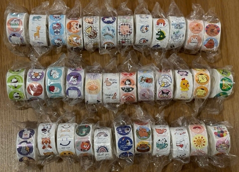 Sticker tem cuộn tròn, nhãn dán hình