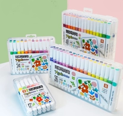 Bút lông màu acrylic marker 9053A thân tròn 1 đầu