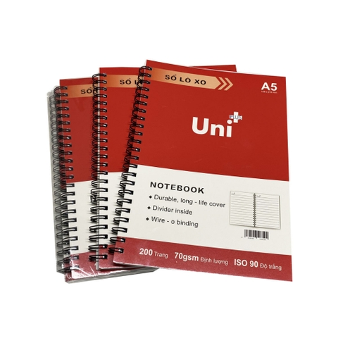 Sổ lò xo Uni Plus A5 200tr 70gsm