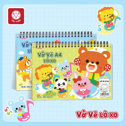 Sổ vẽ lò xo Hải Tiến 3842 20 tờ 100gsm A4 (5/80)