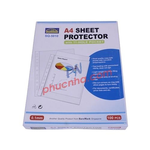 Bìa lỗ cao cấp Suremark SQ-5010 A4 0.1mm (10)