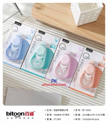 Bút xóa kéo Bitoon BT-7633 vỏ cao su non, 15m (12)