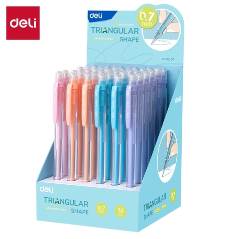 Bút chì bấm Deli U502 0,7mm (hộp 36 cây mix màu)