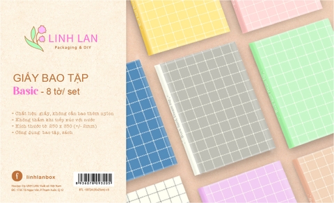 Giấy bao tập học sinh 25x35cm Linh Lan BTL-A5 (8 tờ/ 8 mẫu/ set)