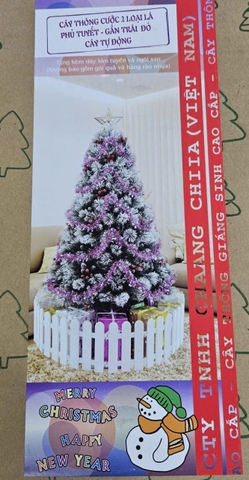 LP-TCS5 Cây thông cước 2 loại lá phủ tuyết gắn trái đỏ 1m5