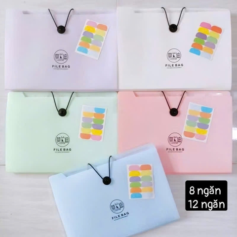 Bìa 12 ngăn màu pastel A4