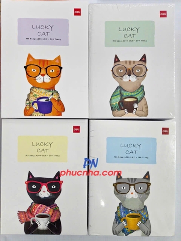 Tập HS Deli A200-LKC lucky cat 200tr 70gsm 4 ô ly (5/50)