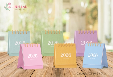 Lịch để bàn Linh Lan Décor 2026 lò xo chữ A - size XS 6.5x7cm (6 màu)