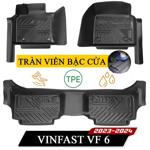 Thảm lót sàn ô tô VINFAST VF6 bằng nhựa nguyên sinh TPE tràn viền bậc cửa an toàn cao cấp