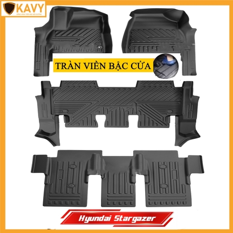 Thảm lót sàn ô tô Hyundai Stargazer đúc nguyên khối TPE tràn viền bậc cửa cao cấp