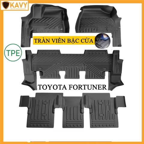 Thảm lót sàn ô tô Toyota Fortuner 2017-2024 đúc nguyên khối TPE tràn viền cửa không mùi, cao cấp