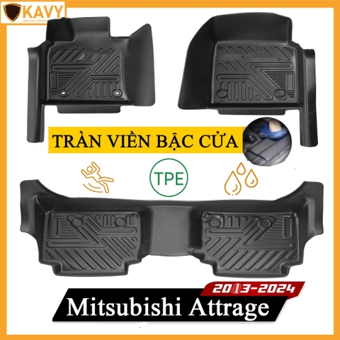 Thảm lót sàn ô tô Mitsubishi Attrage 2013-2024 chất liệu TPE đúc nguyên khối tràn viền cửa cao cấp