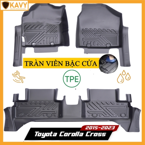 Thảm lót sàn ô tô Toyota Corolla Cross 2020-2024 bằng TPE tràn viền bậc cửa an toàn cao cấp