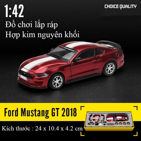 Đồ chơi lắp ráp xe mô hình Ford Mustang GT 2018  KAVY bằng hợp kim nguyên khối chạy cót