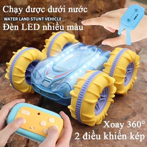 Đồ chơi xe điều khiển từ xa đi được dưới nước KAVY có đèn LED nhiều màu tần số 2.4 Ghz với 2 điều khiển kép