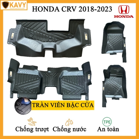 Thảm lót sàn xe ô tô Honda CR-V 2018-2023 đúc nguyên khối TPE chống trơn trượt tràn viền bậc cửa