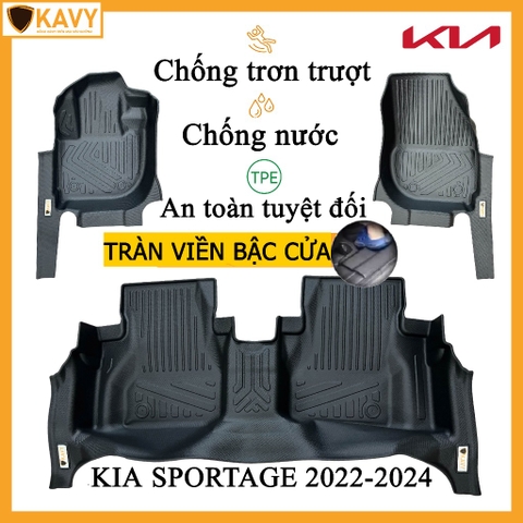 Thảm lót sàn ô tô KIA SPORTAGE 2022-2024 chất liệu TPE an toàn chống nước tràn viền bậc cửa