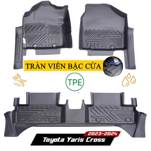 Thảm lót sàn ô tô Toyota Yaris 2023-2024 bằng TPE tràn viền bậc cửa an toàn cao cấp