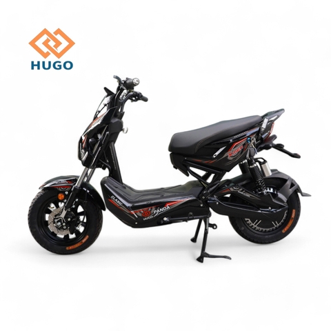 Xe máy điện Hugo Panda đen hoa văn đỏ trắng
