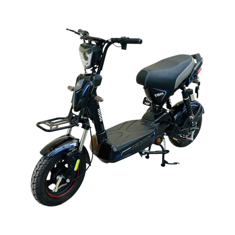 Xe đạp điện Hugo Tom 12a màu đen tem xanh dương