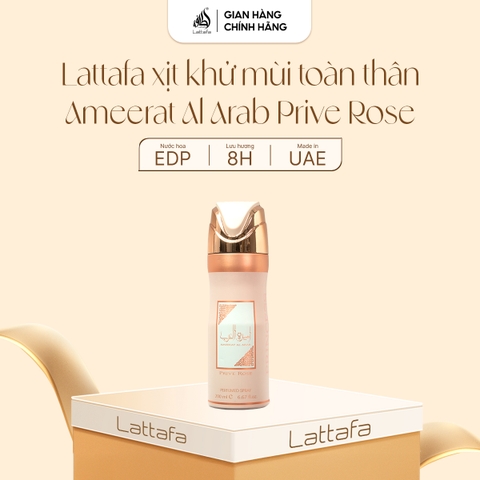 Lattafa xịt khử mùi toàn thân Ameerat Al Arab Prive Rose