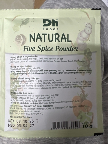 Natural Bột gia vị ngũ vị hương 10g