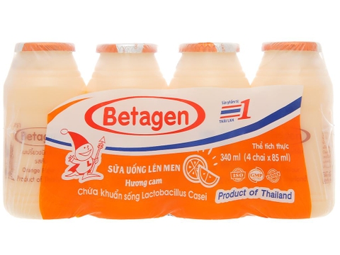 Lốc 4 hộp sữa chua uống lên men Bentagen hương cam 85ml