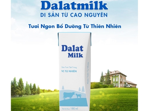 Lốc 4 sữa tươi tiệt trùng Dalat Milk không đường vị tự nhiên hộp 180ml