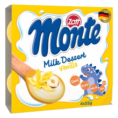 Vỉ 4 hộp váng sữa hương vani Zott Monte 55g