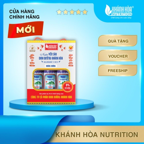 Hộp Quà Lon Đứng Nước Yến Sào Cao Cấp 5% Tổ Yến Không Đường - Khánh Hòa Nutrition - Hộp 6 Lon x 190 ML