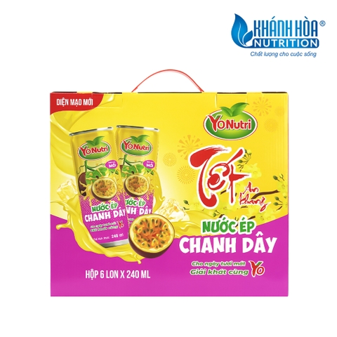 Hộp Quà TẾT Nước Ép Chanh Dây YoNutri - Hộp 6 lon x 240ml