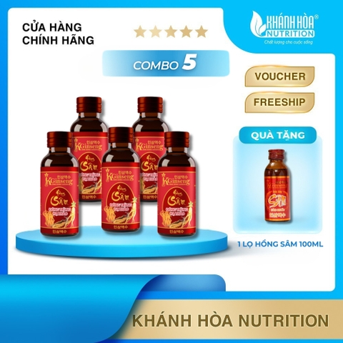 [Tặng Lọ Hồng Sâm] Combo 5 Lọ Nước Hồng Sâm Đông Trùng Hạ Thảo - 100ml