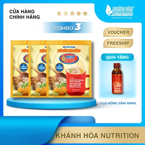 [Combo 3 Túi Tặng 1 Ly] BỘT NGŨ CỐC DINH DƯỠNG KHÁNH HÒA NUTRIFOODS - Bổ Sung Rau Củ Quả, Canxi, Vitamin - Túi 18 Gói x 25g