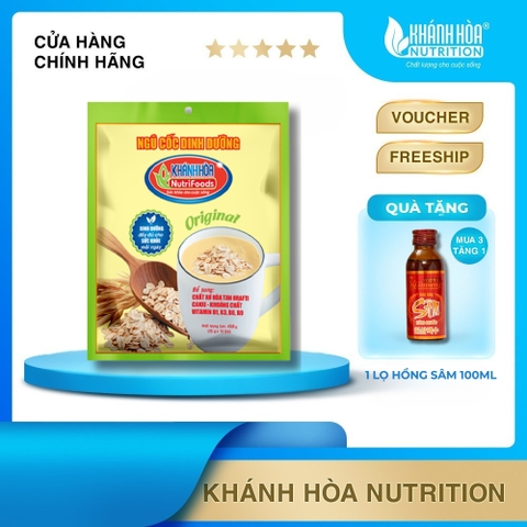 Ngũ Cốc Dinh Dưỡng - Khánh Hòa NutriFoods - Bổ Sung Chất Xơ Hòa Tan & Canxi -Khoáng Chất ,Vitamin (Túi 18 Gói x 25g)