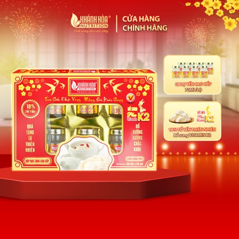 Hộp Quà Tết 18% Tổ Yến Chưng Đường Phèn Vitamin K2 -8 Lọ 70ml- Khánh Hòa Nutrition