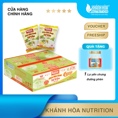 Cháo Đậu Xanh Tổ Yến Vị Thịt Bằm - Khánh Hòa Nutrition (Thùng 30 gói x 50g)
