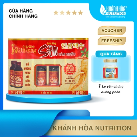 Hộp Quà Nước Hồng Sâm Hàn Quốc 6 Năm Tuổi Kginseng - Khánh Hòa Nutrition ( 6 lọ x 100ml )