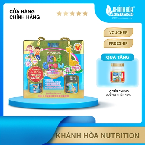 Lốc Nước Yến Sào Cho Bé KIDGROW Hương Tự Nhiên 12% Tổ yến - Khánh Hòa Nutrition (Block 6 lọ x 70 ML)